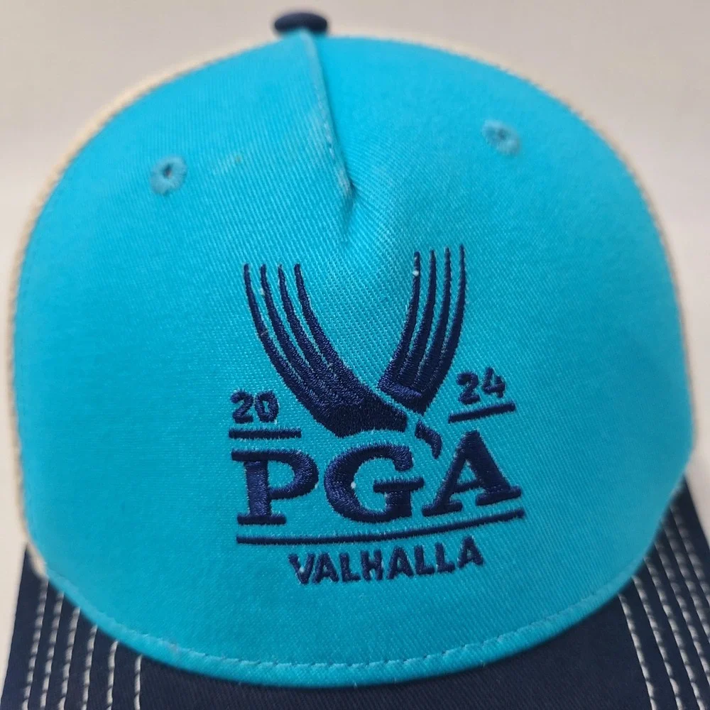 PGA Valhalla Hat Snapback Trucker Mesh Ahead Blue White Golf Club 2024 Logo Men